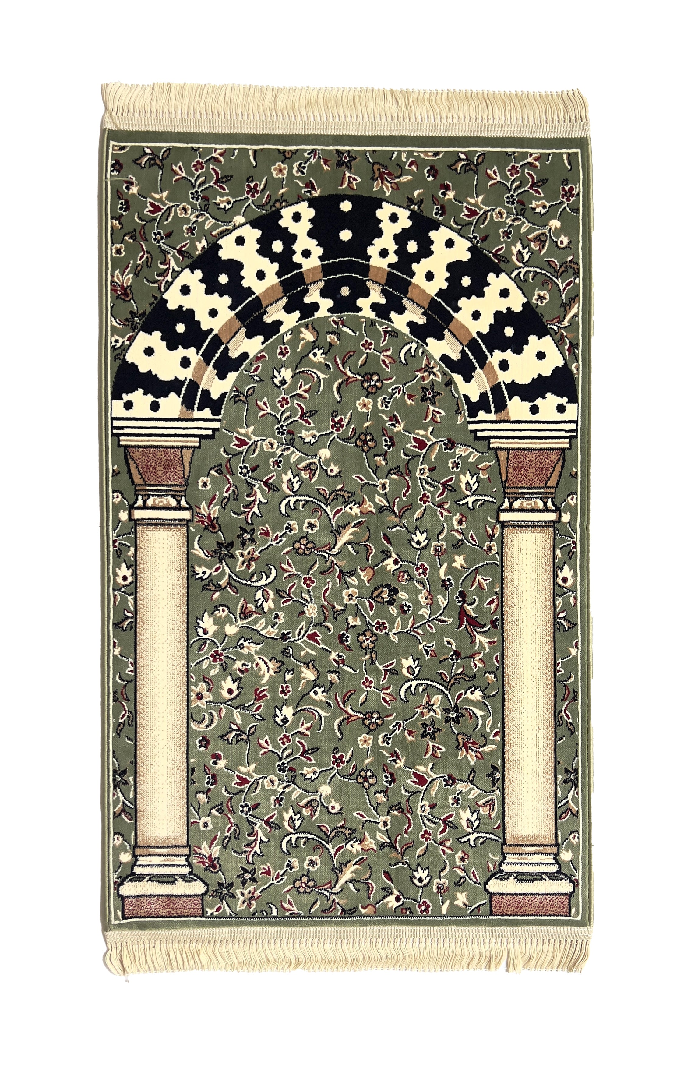 Alrawda Green Patterns with Mehrab Prayer Mat - Main Image
