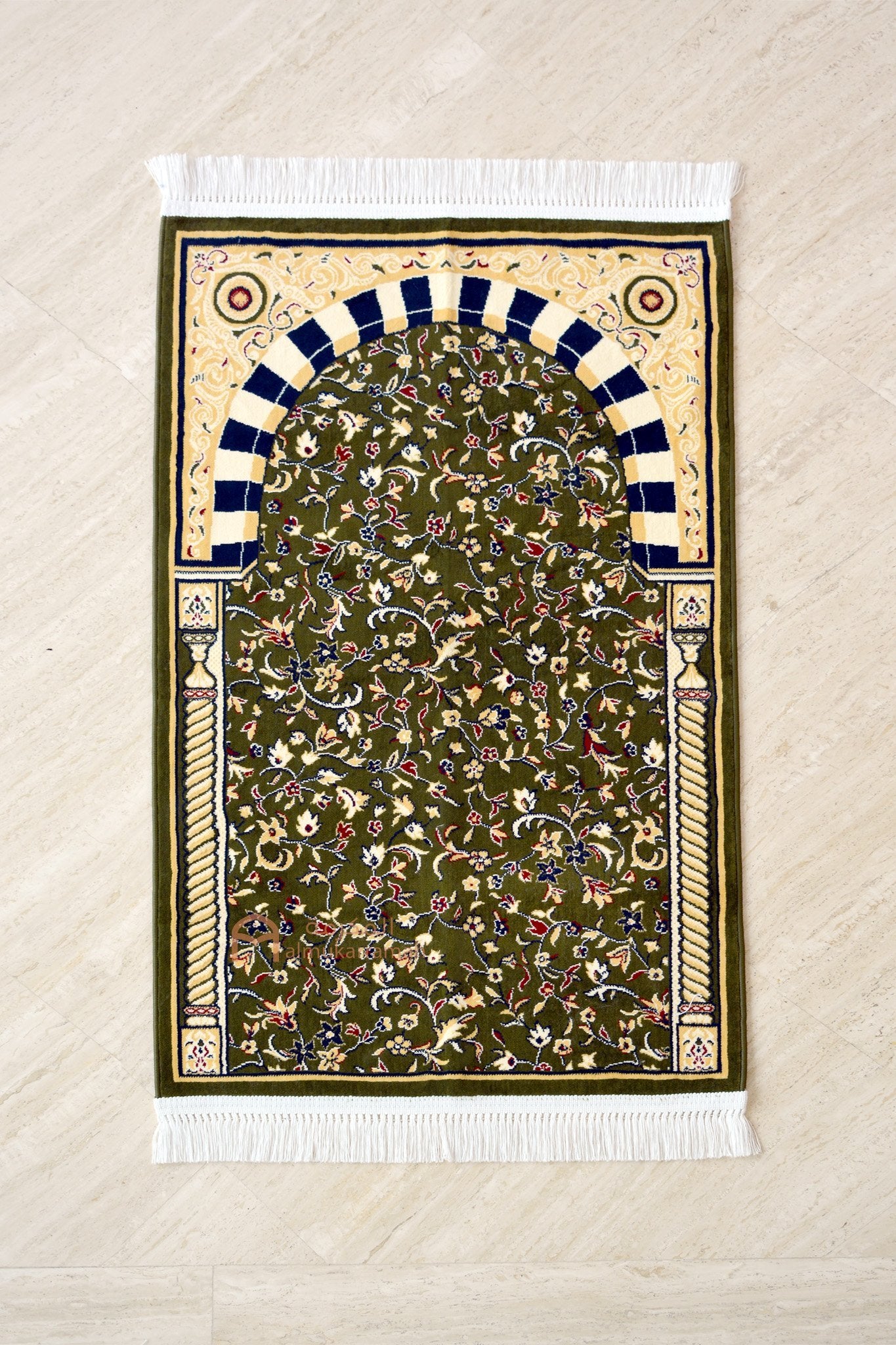 Al Rawda patterns prayer mat - Green color - www.almukarramah.com