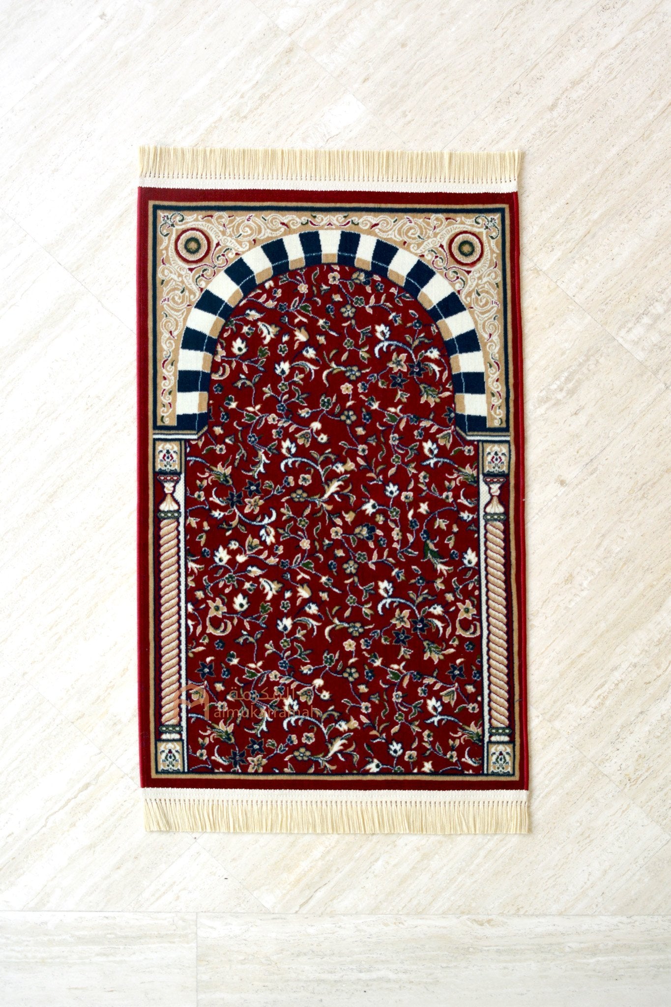 Al Rawda patterns prayer mat - Red - www.almukarramah.com