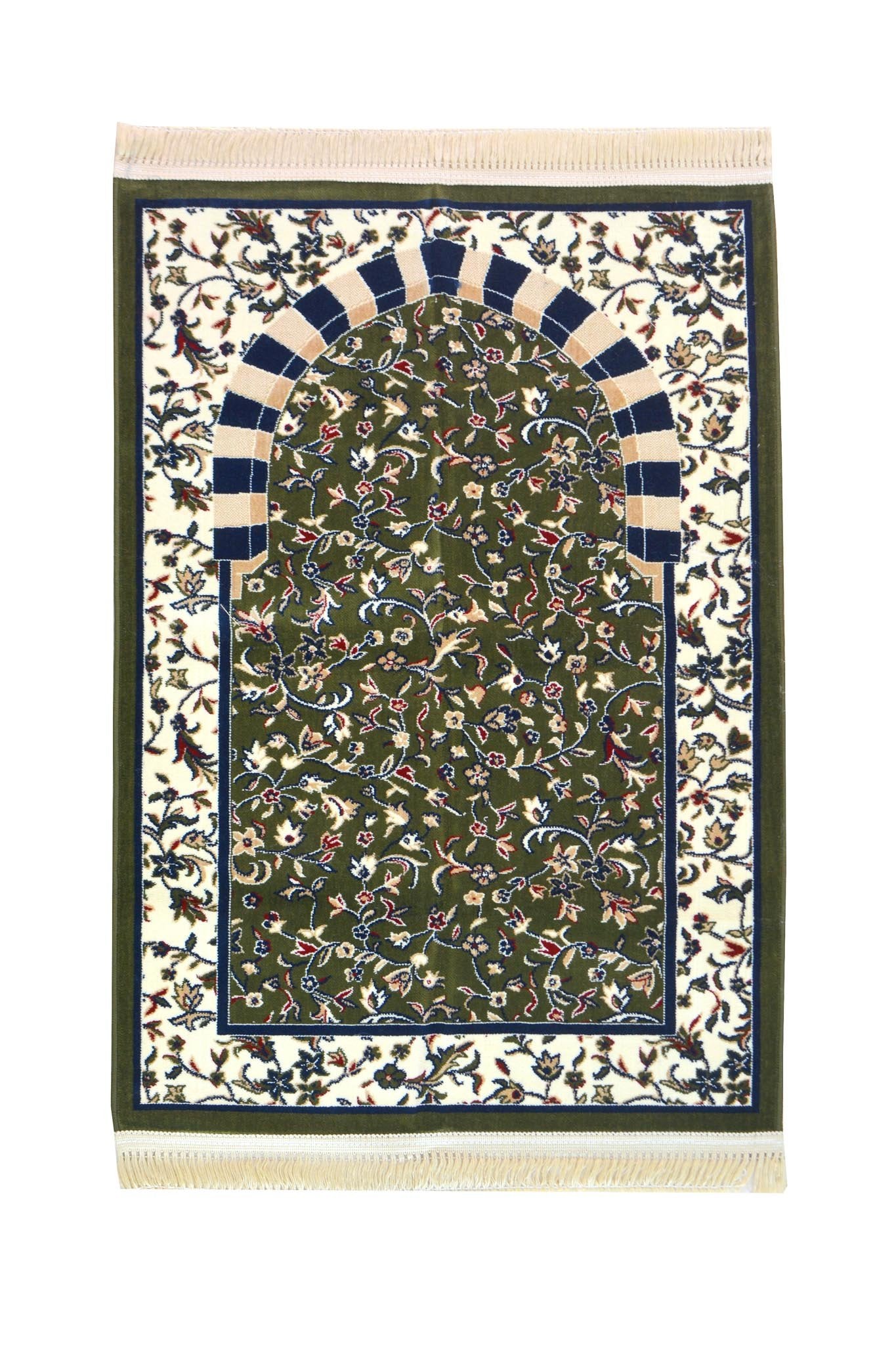 Al Rawda with haram arch patterns prayer mat - Green color - www.almukarramah.com