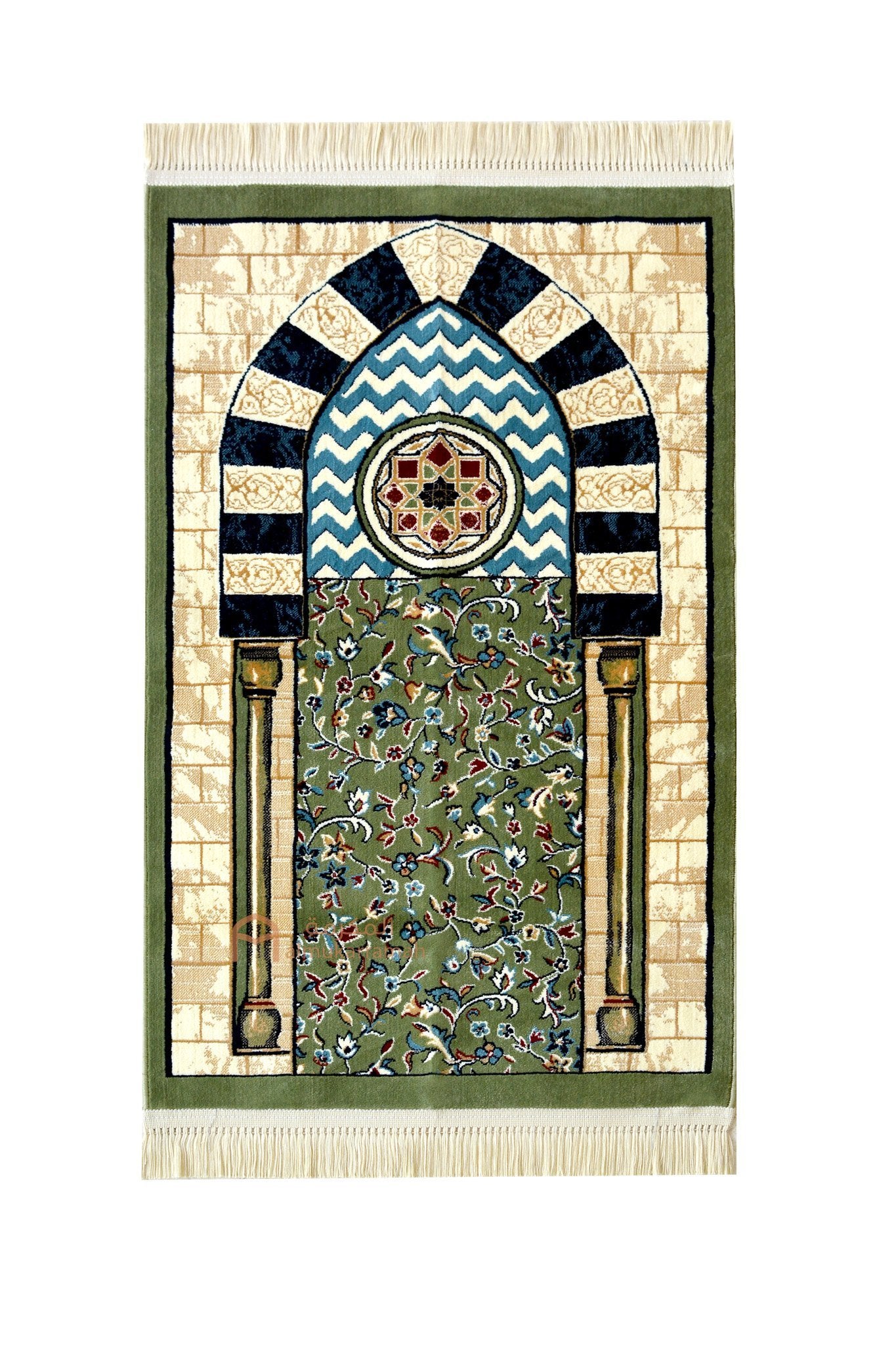Buy Prayer Mat Al Rawdah Patterns Haram Window Prayer Rug - Green Color | Almukarramah.com
