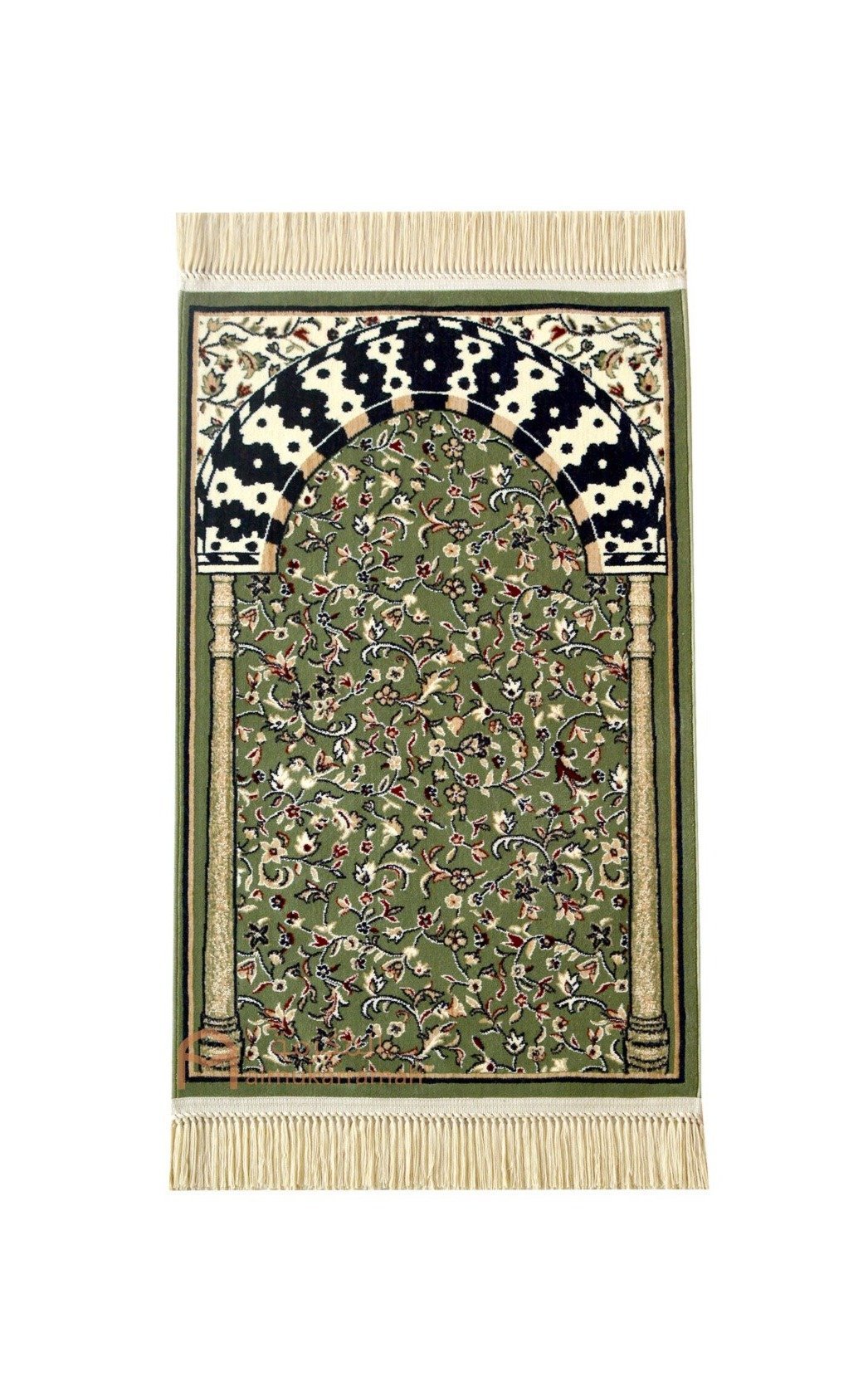 Al-rawdah patterns Mehrab Nabawi prayer mat 1- Green color - www.almukarramah.com