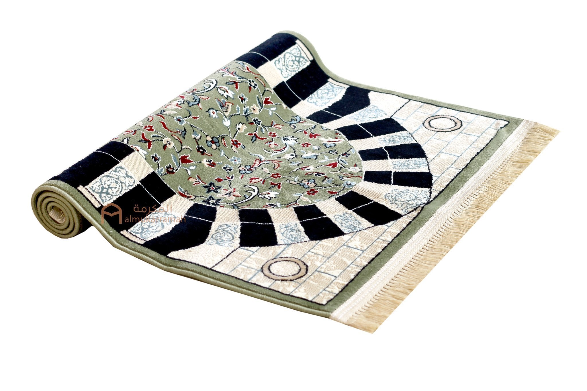 Al-rawdah patterns prayer mat - Green color - www.almukarramah.com