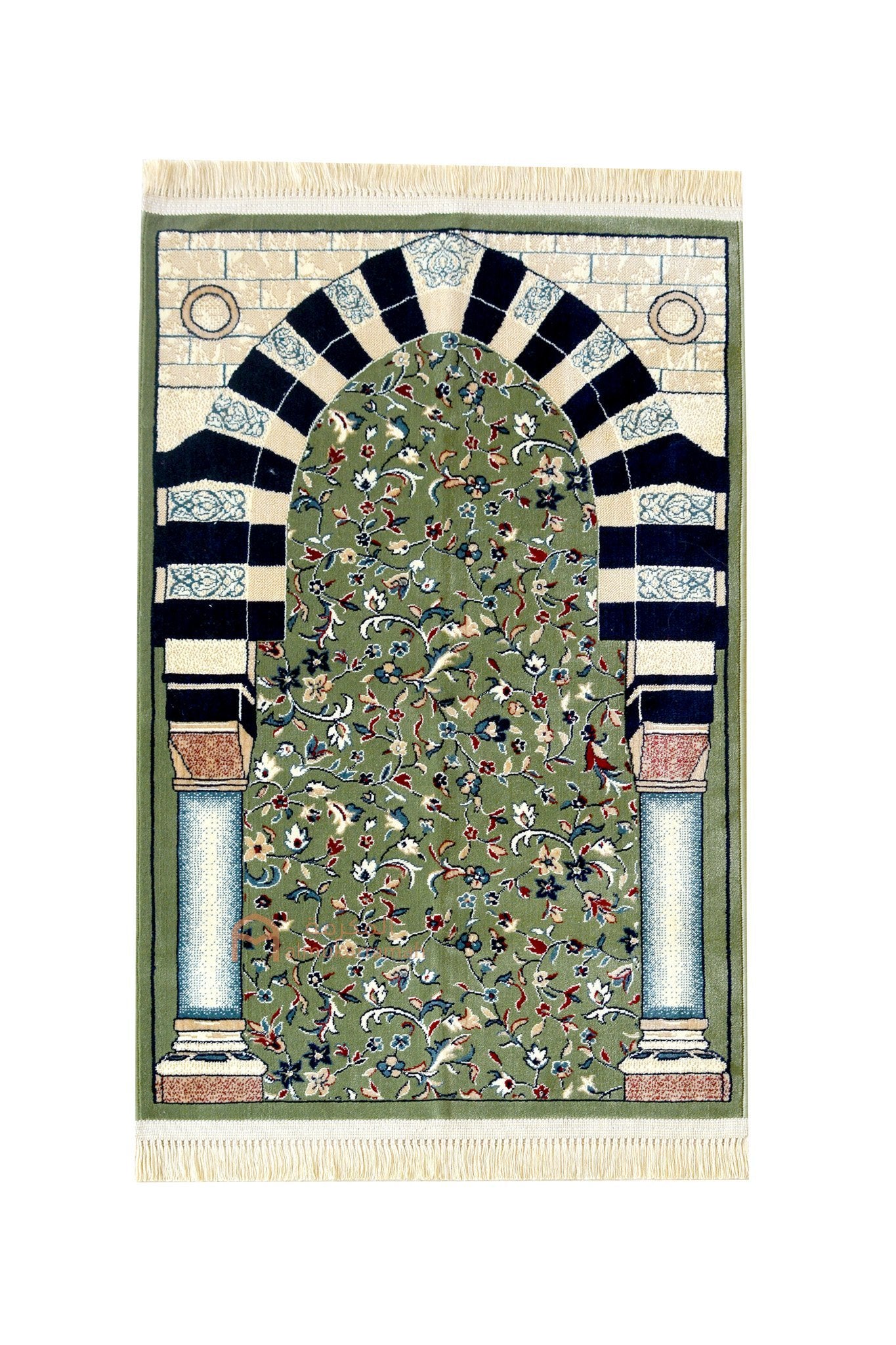 Al-rawdah patterns prayer mat - Green color - www.almukarramah.com