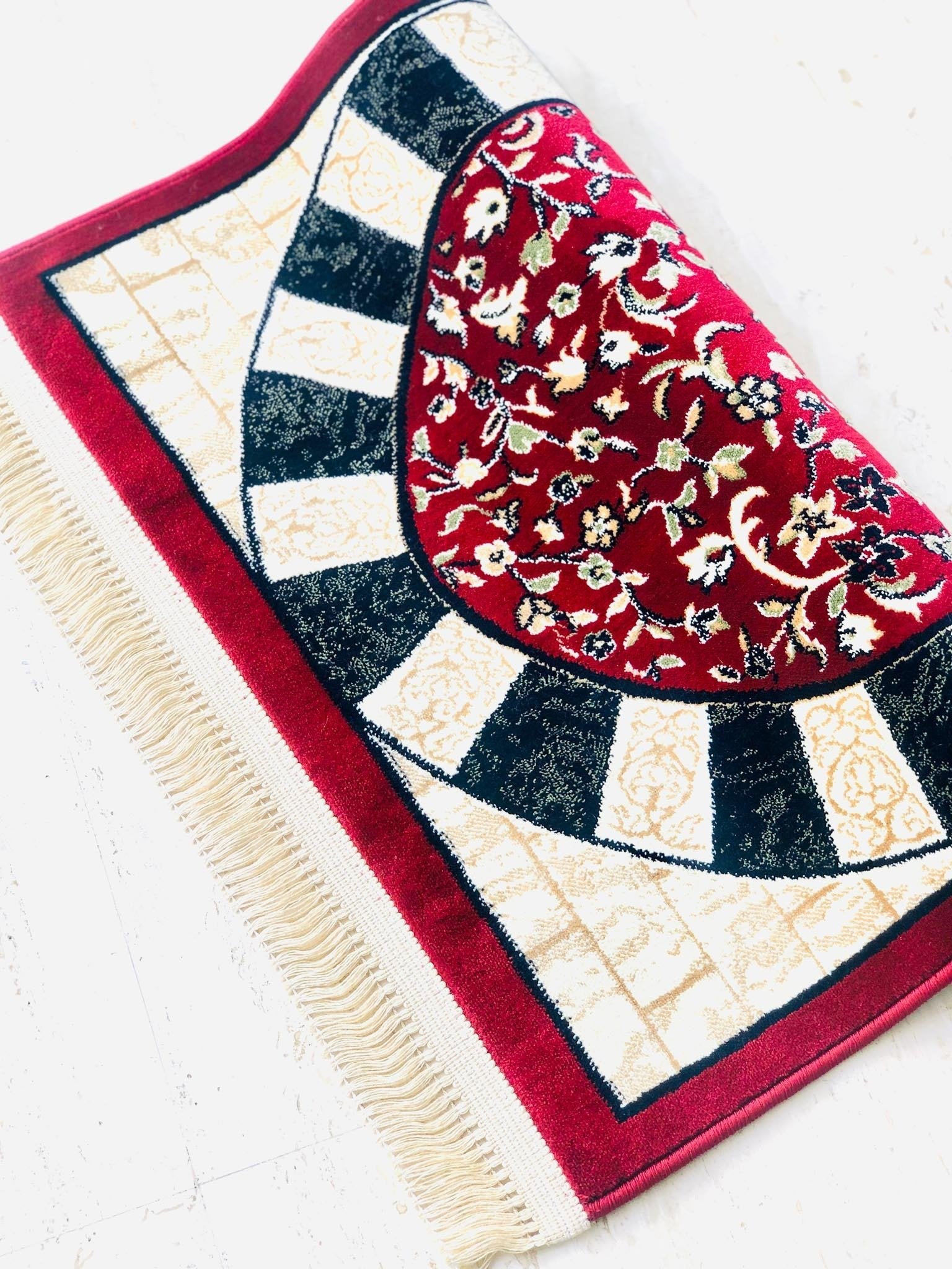 Al-rawdah patterns prayer mat - red color - www.almukarramah.com