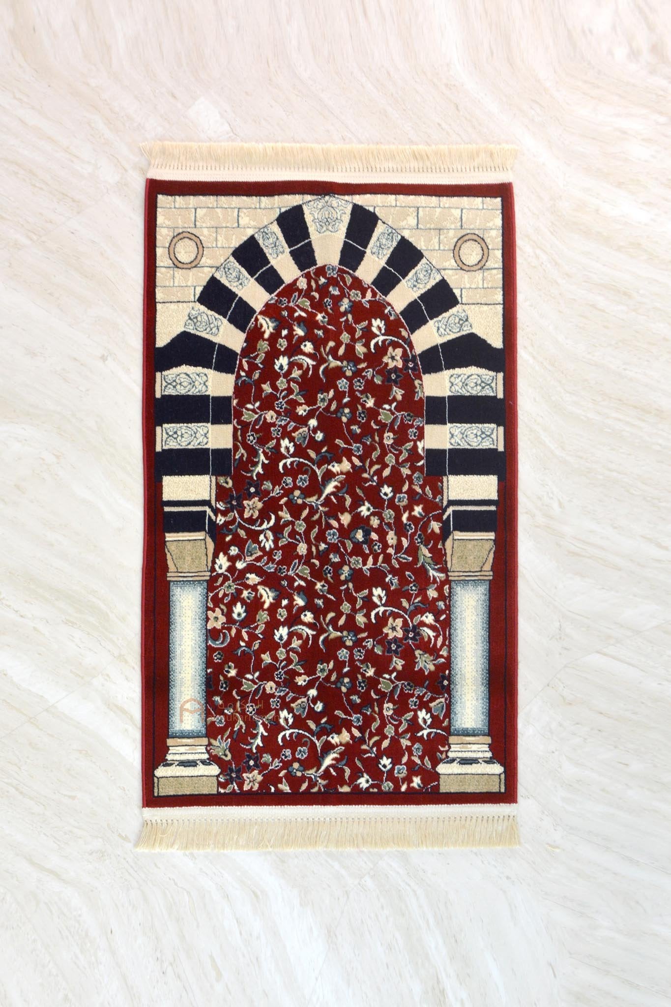 Al-rawdah patterns prayer mat - red color - www.almukarramah.com
