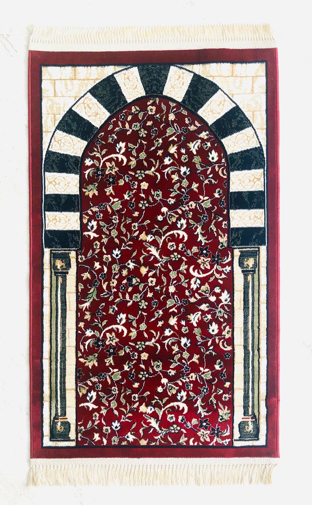 Al-rawdah patterns prayer mat - red color - www.almukarramah.com