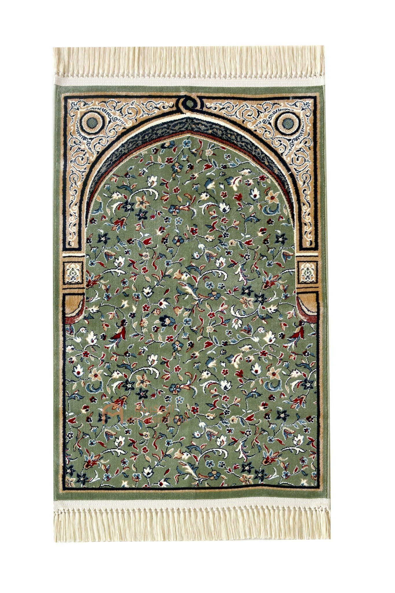 Al-rawdah patterns With AlHaram New Arch prayer mat - Green color - www.almukarramah.com