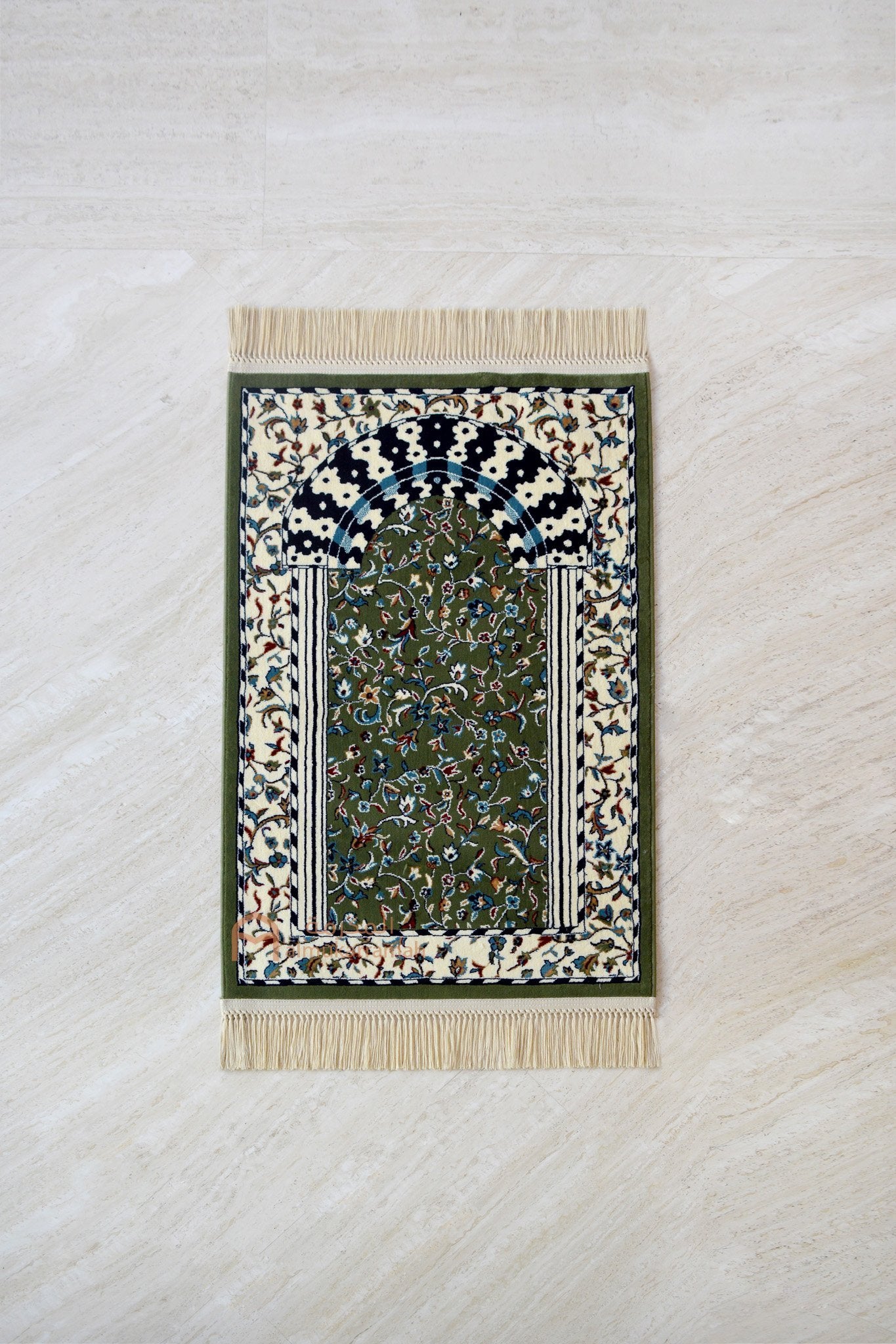 Al-rawdah premium Mehrab prayer mat-green color - www.almukarramah.com