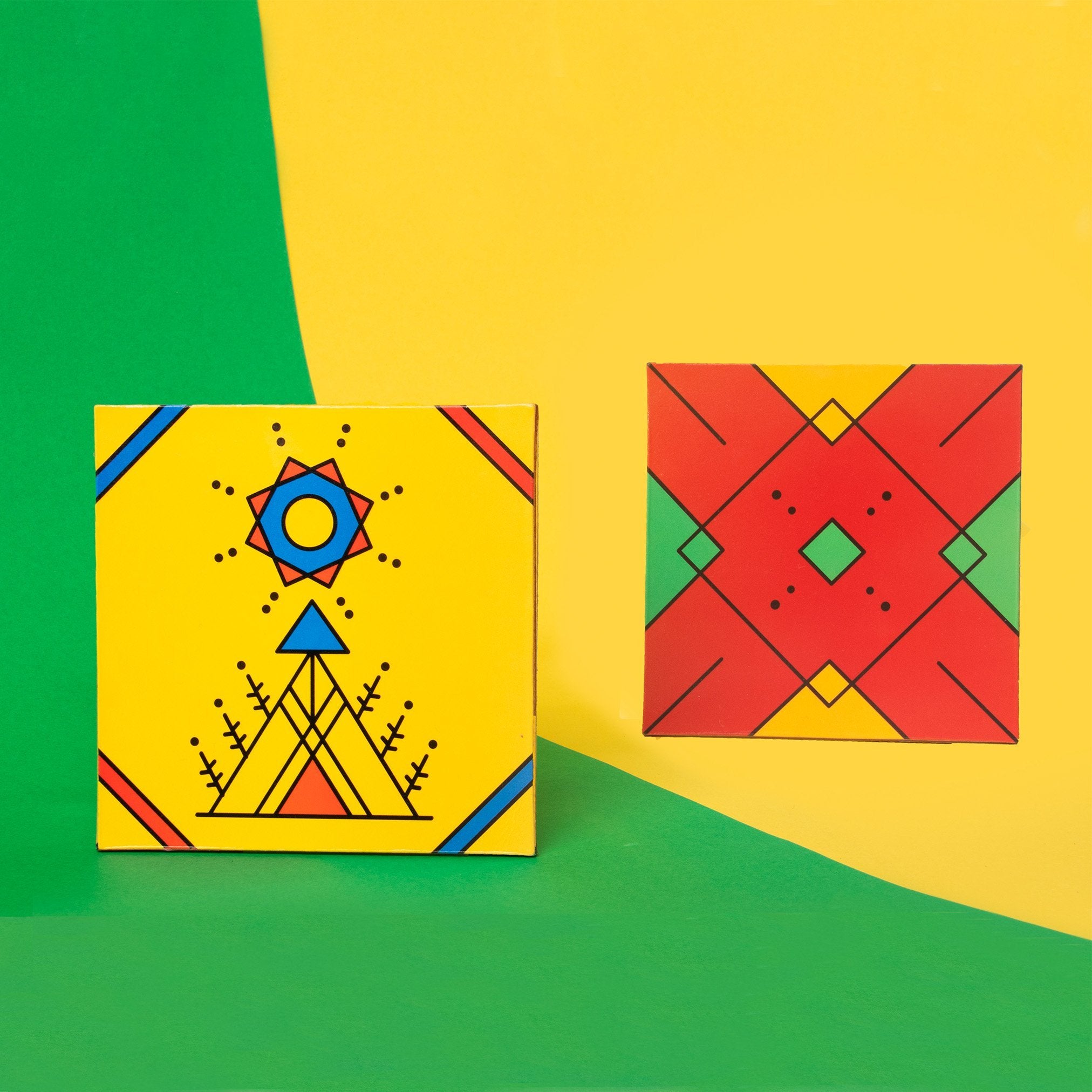 Aseiri Coaster vibrant Set - 4 pieces - www.almukarramah.com