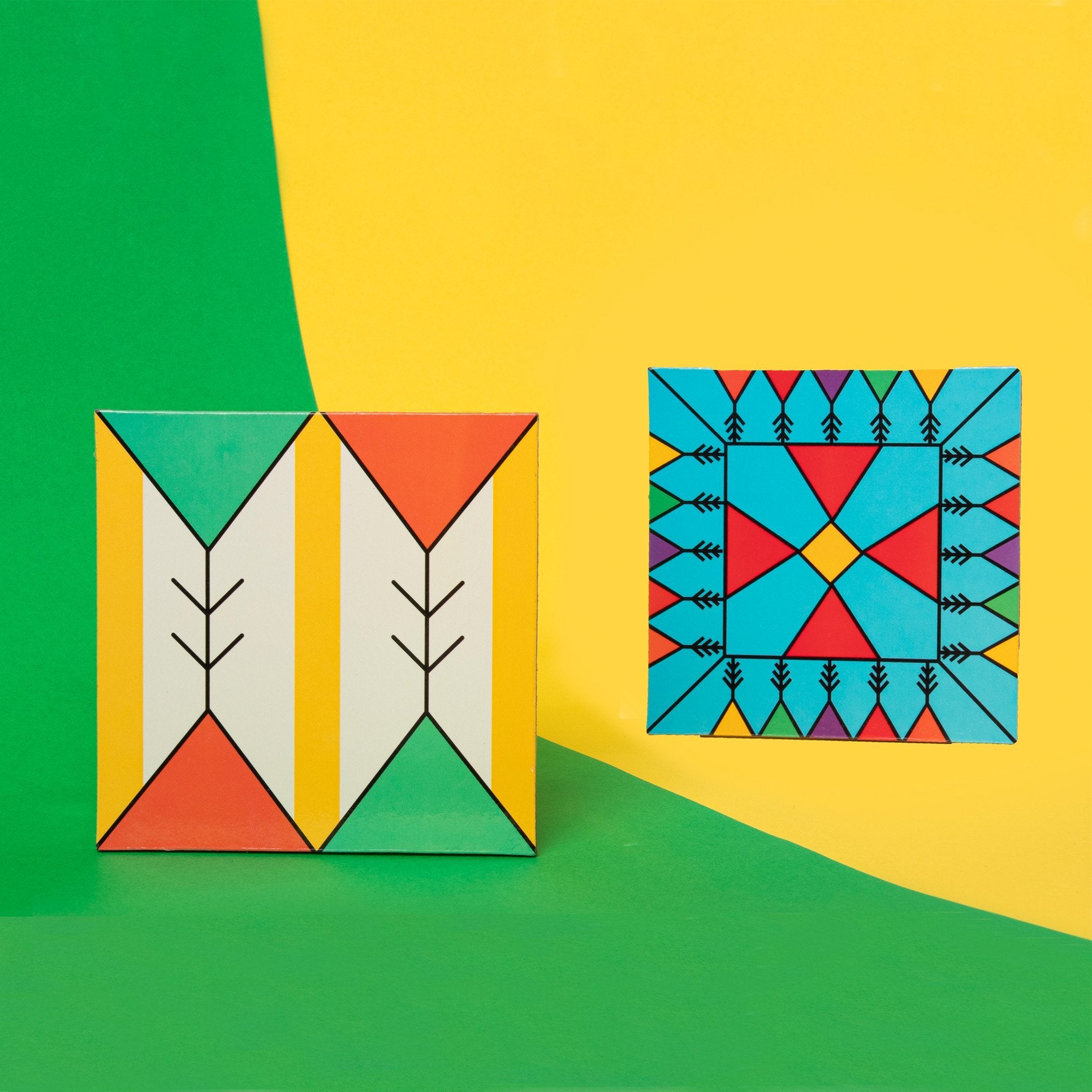 Aseiri Coaster vibrant Set - 4 pieces - www.almukarramah.com