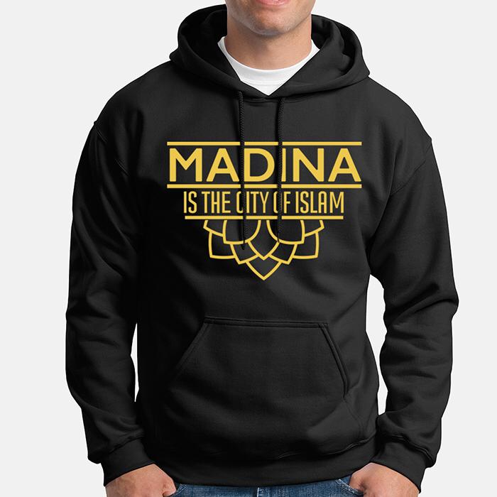 Luxurious cotton Hoodie Madina Black color - www.almukarramah.com