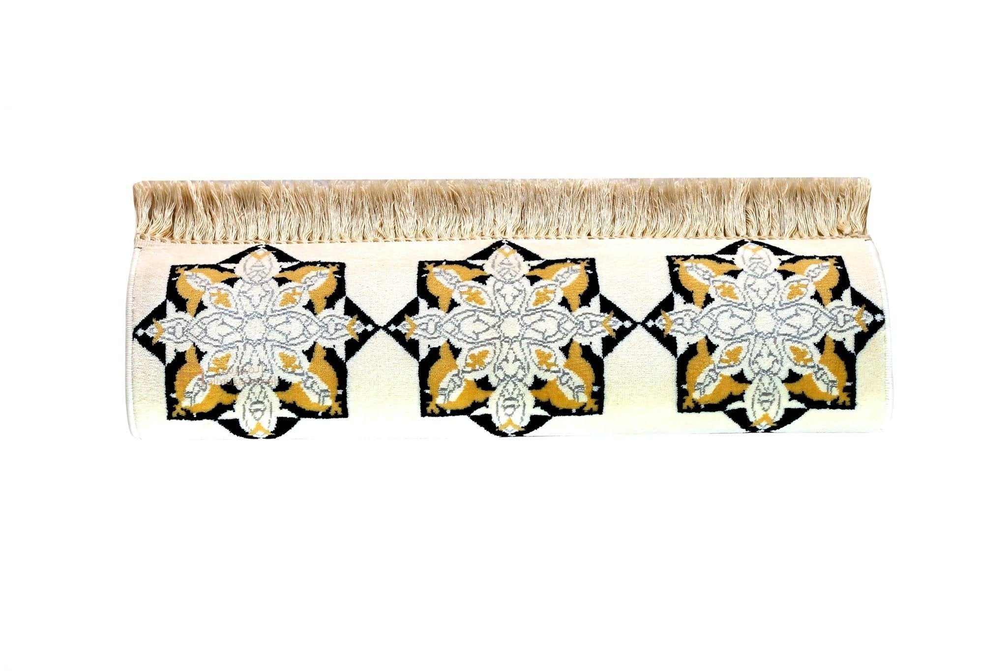 Luxurious quality Islamic Pattern Prayer Mat -Beige - www.almukarramah.com