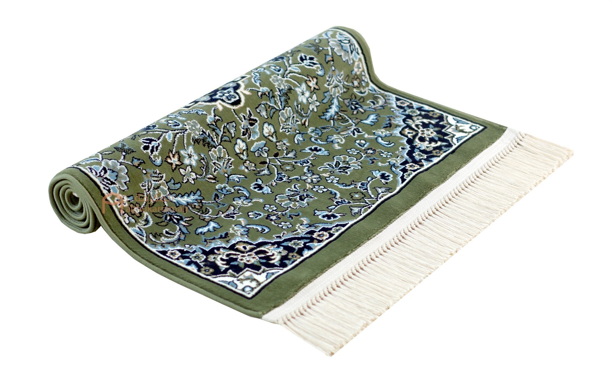 Premium Makkah Rug patterns prayer mat - Green color - www.almukarramah.com