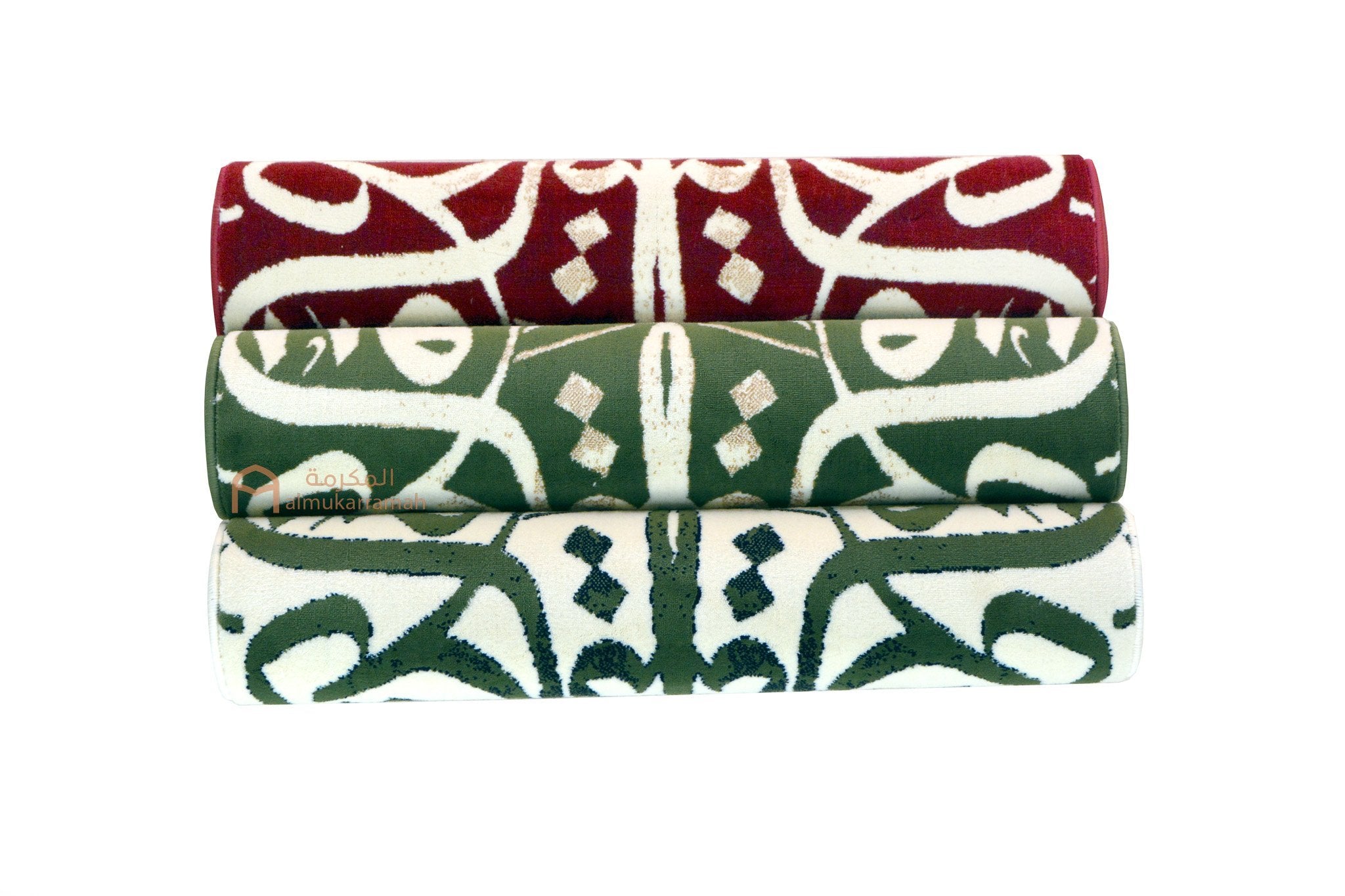 Set of 3 Arabic calligraphy prayer mats - www.almukarramah.com