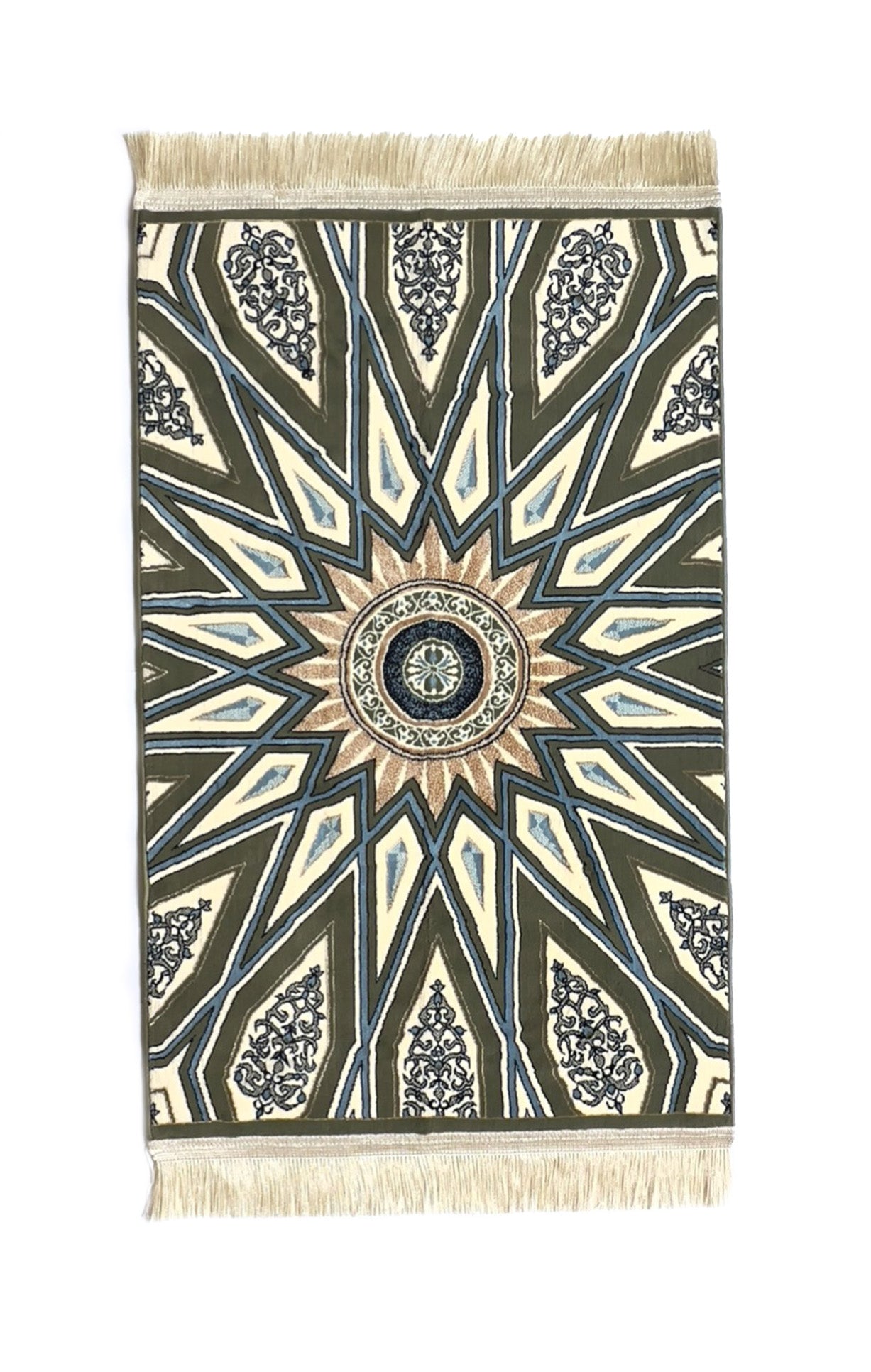 Buy Masjid Nabawi Dome prayer mat - Green & Beige color - www.almukarramah.com