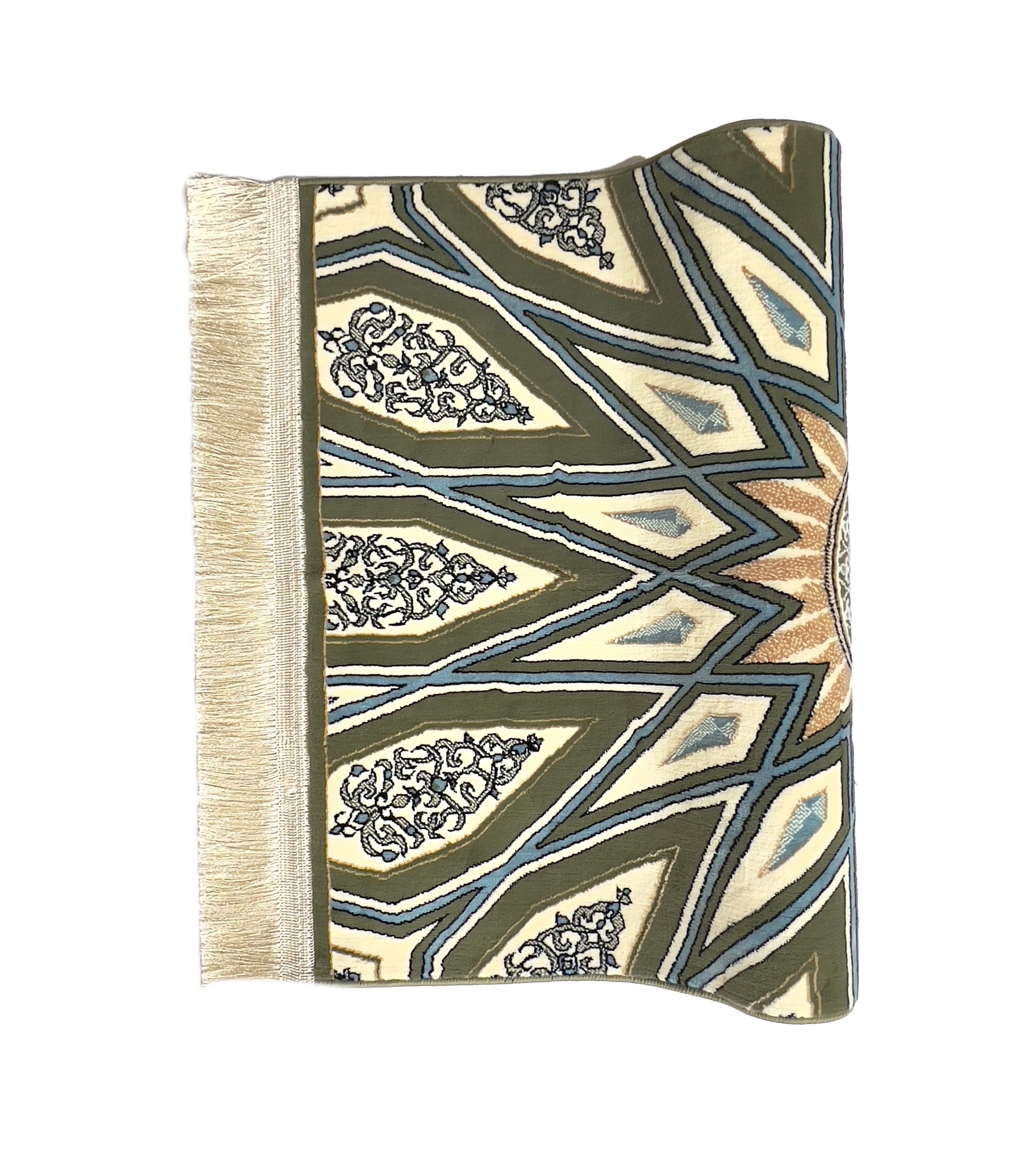 Buy Masjid Nabawi Haram Dome prayer mat - Green & Beige color - www.almukarramah.com