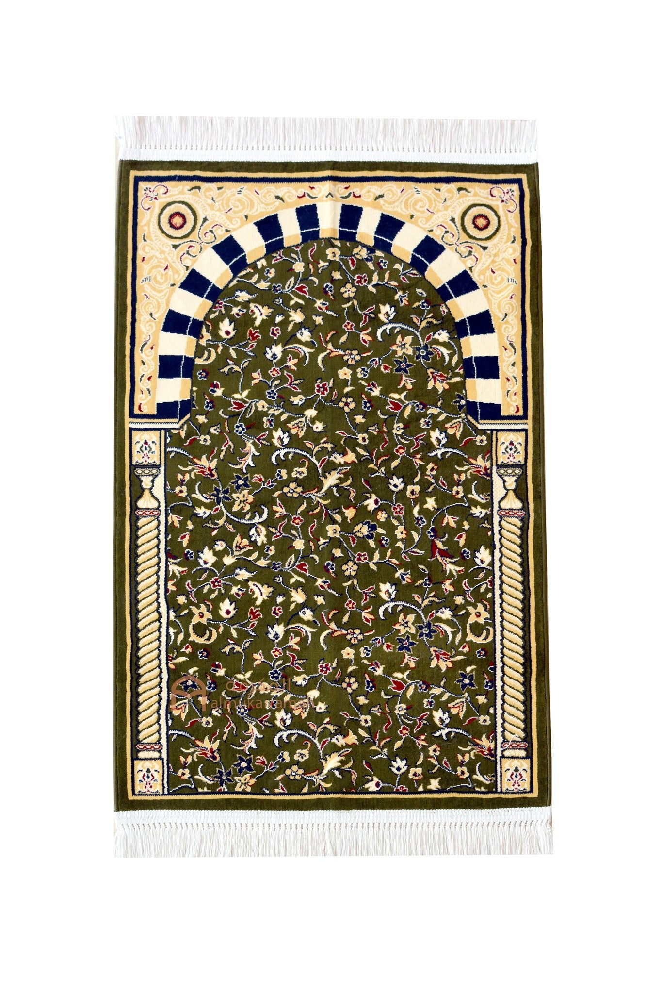 Al Rawda patterns prayer mat - Green color - www.almukarramah.com