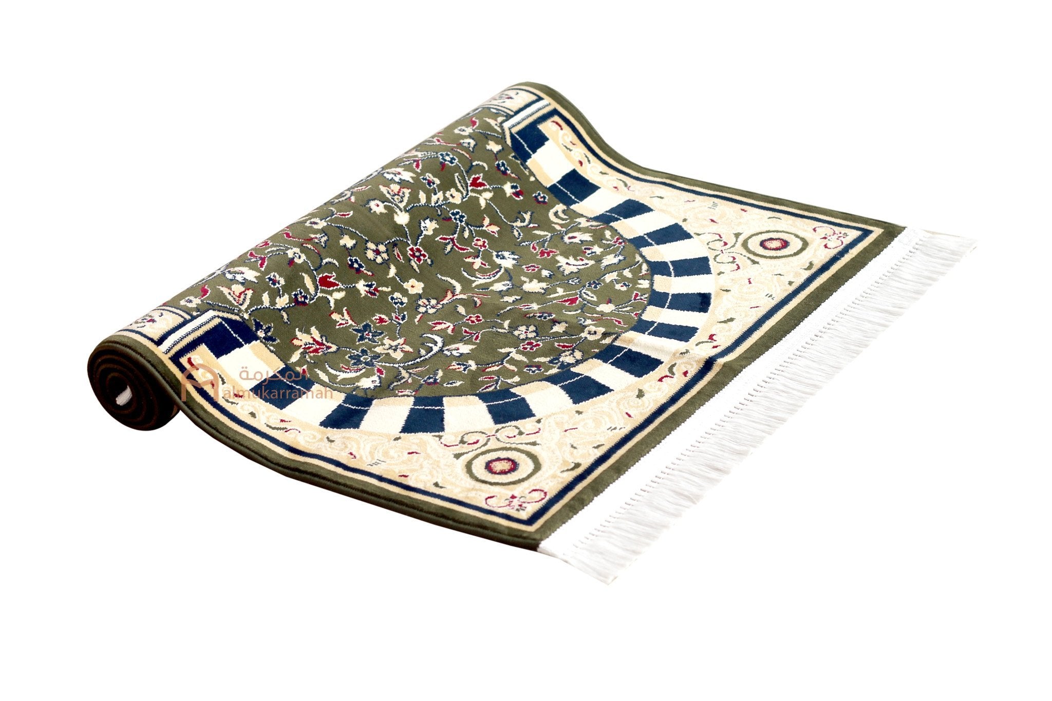 Al Rawda patterns prayer mat - Green color - www.almukarramah.com