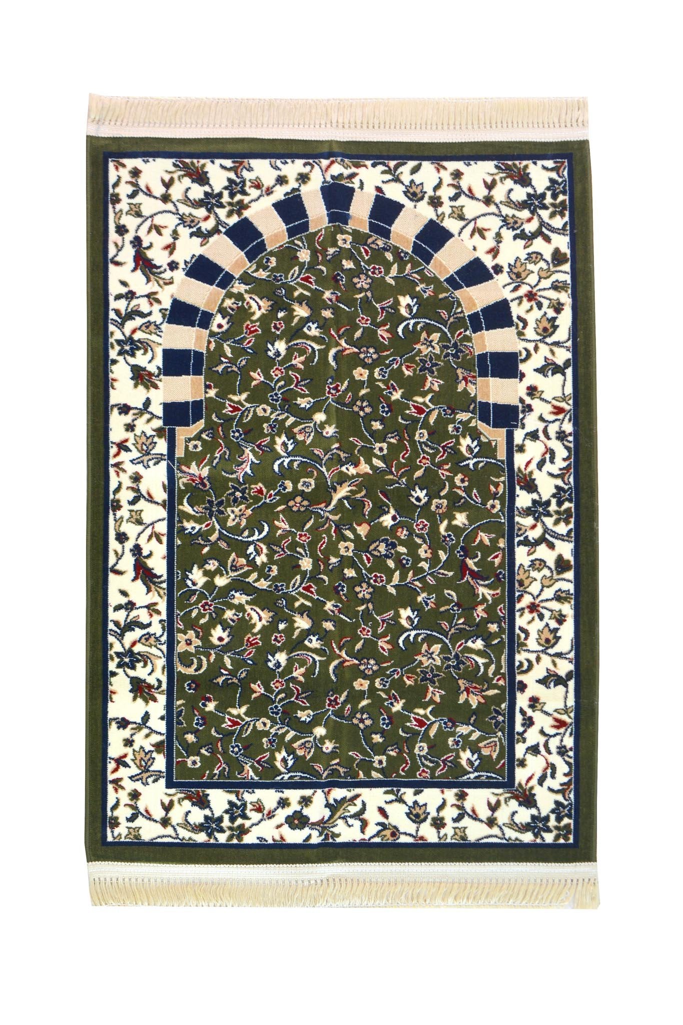 Al Rawda with haram arch patterns prayer mat - Green color - www.almukarramah.com