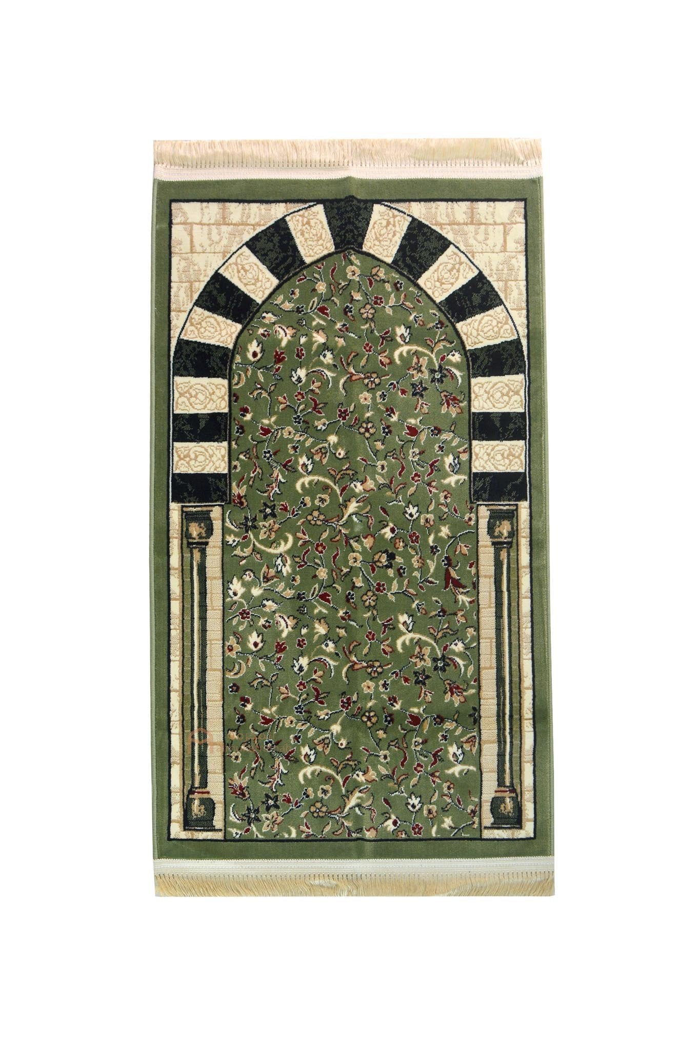 Buy Sujjadah Al Rawdah Patterns Madina Arches Prayer Mat - Green Color | Almukarramah.com