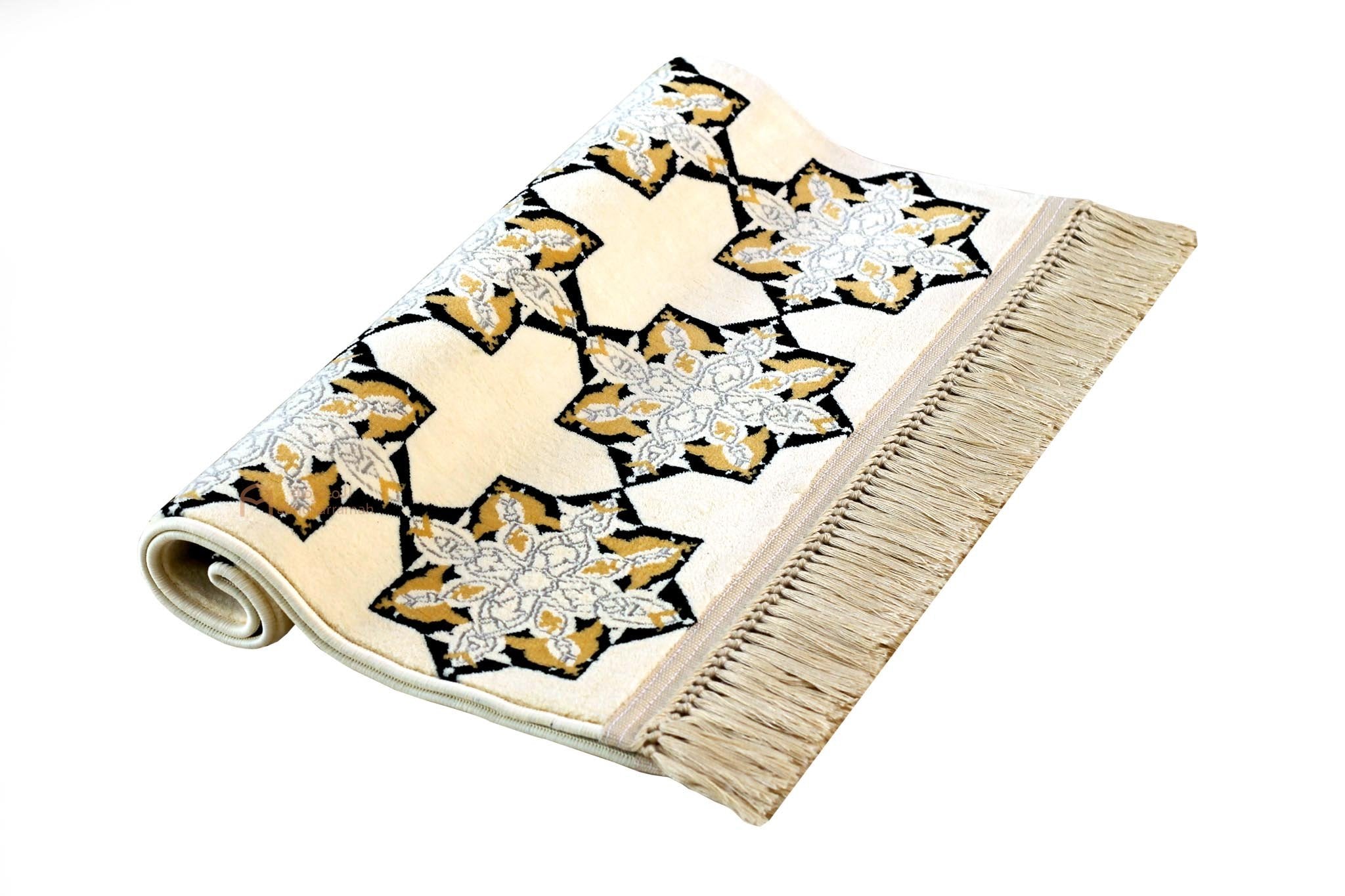 Luxurious quality Islamic Pattern Prayer Mat -Beige - www.almukarramah.com