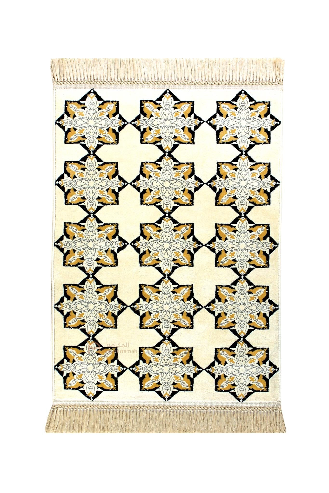 Luxurious quality Islamic Pattern Prayer Mat -Beige - www.almukarramah.com