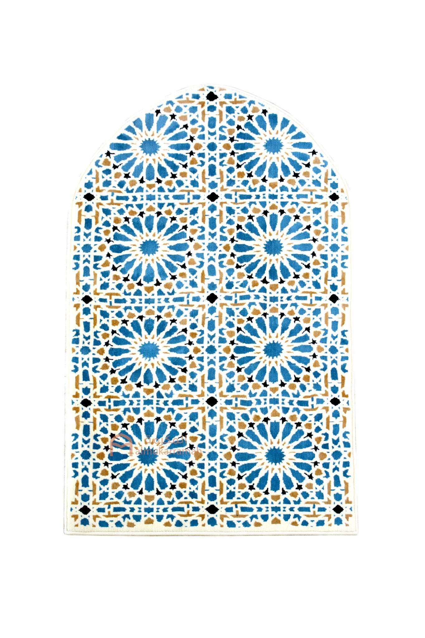 Luxurious quality Islamic Pattern Prayer Mat - Light blue - www.almukarramah.com