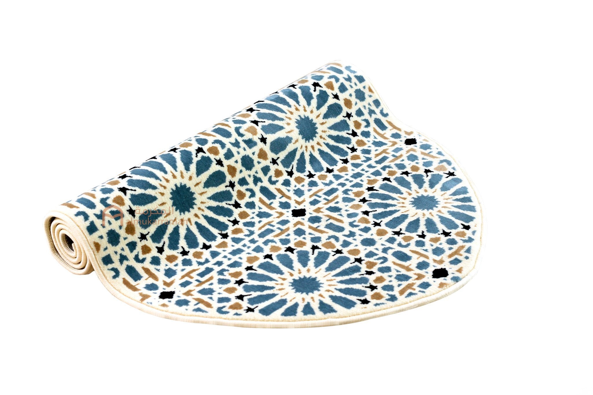 Luxurious quality Islamic Pattern Prayer Mat - Light blue - www.almukarramah.com