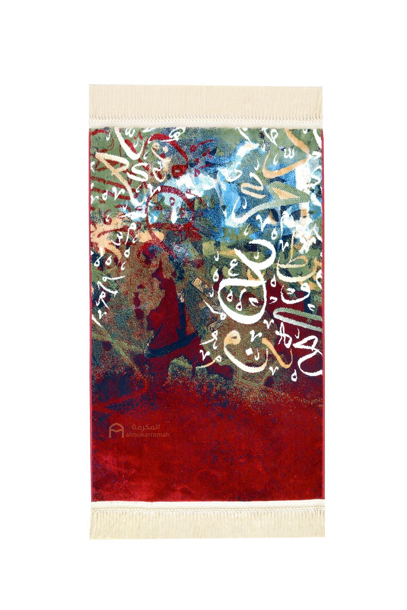 Buy Modern Art Arabic calligraphy prayer mat - Red Color - www.almukarramah.com