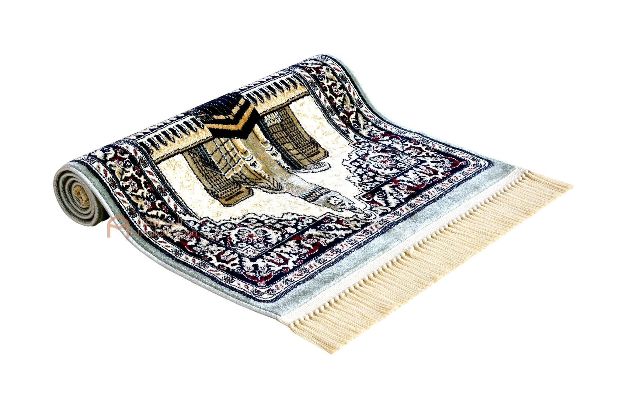 Premium Makkah Clock Tower prayer mat- Light Blue - www.almukarramah.com