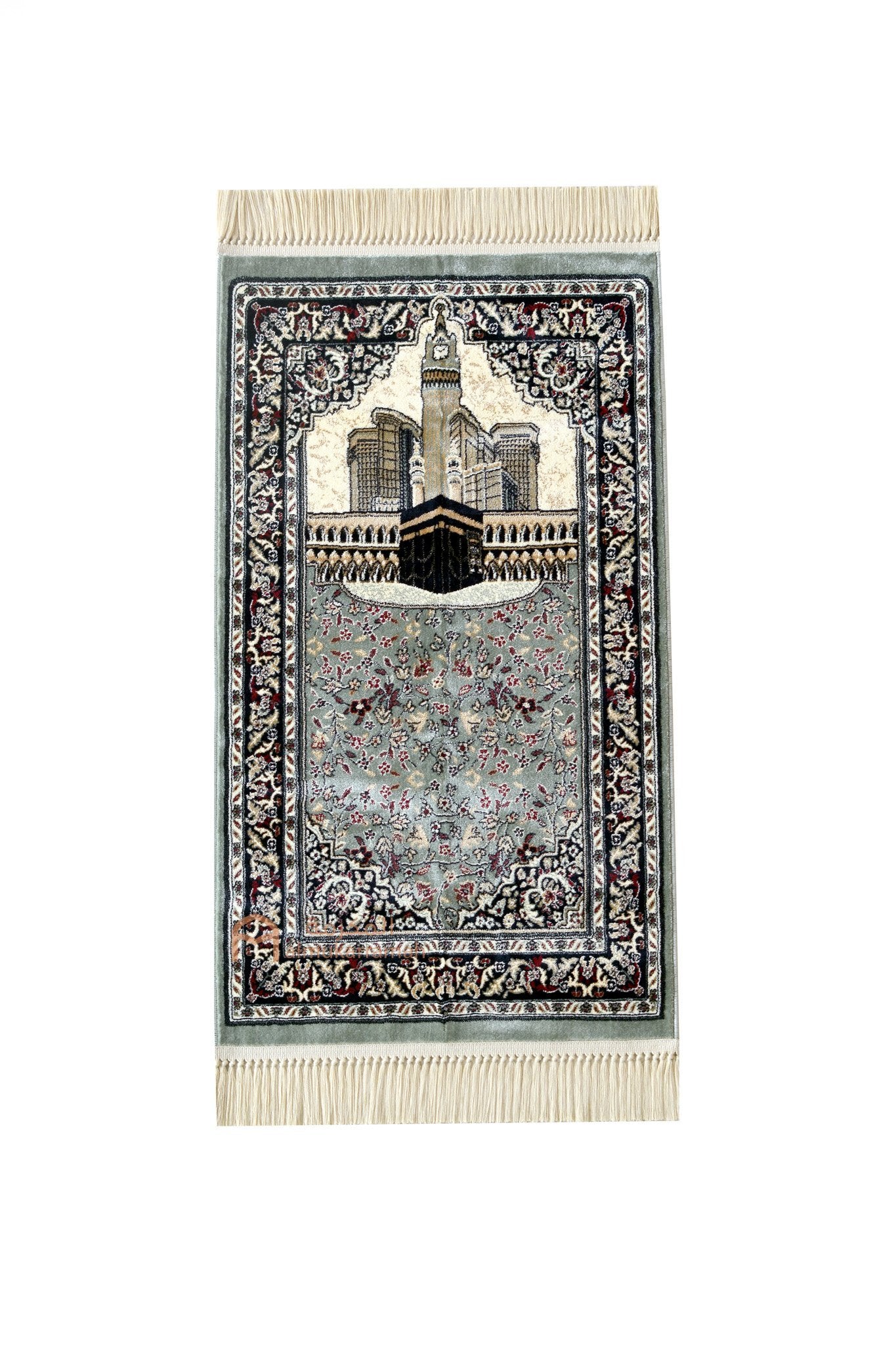 Premium Makkah Clock Tower prayer mat- Light Blue - www.almukarramah.com