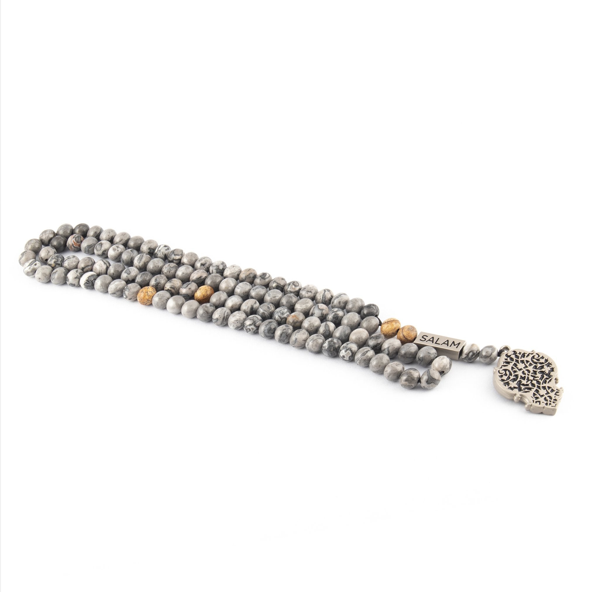 Qandeel Kaa'ba Prayer Beads Grey - www.almukarramah.com