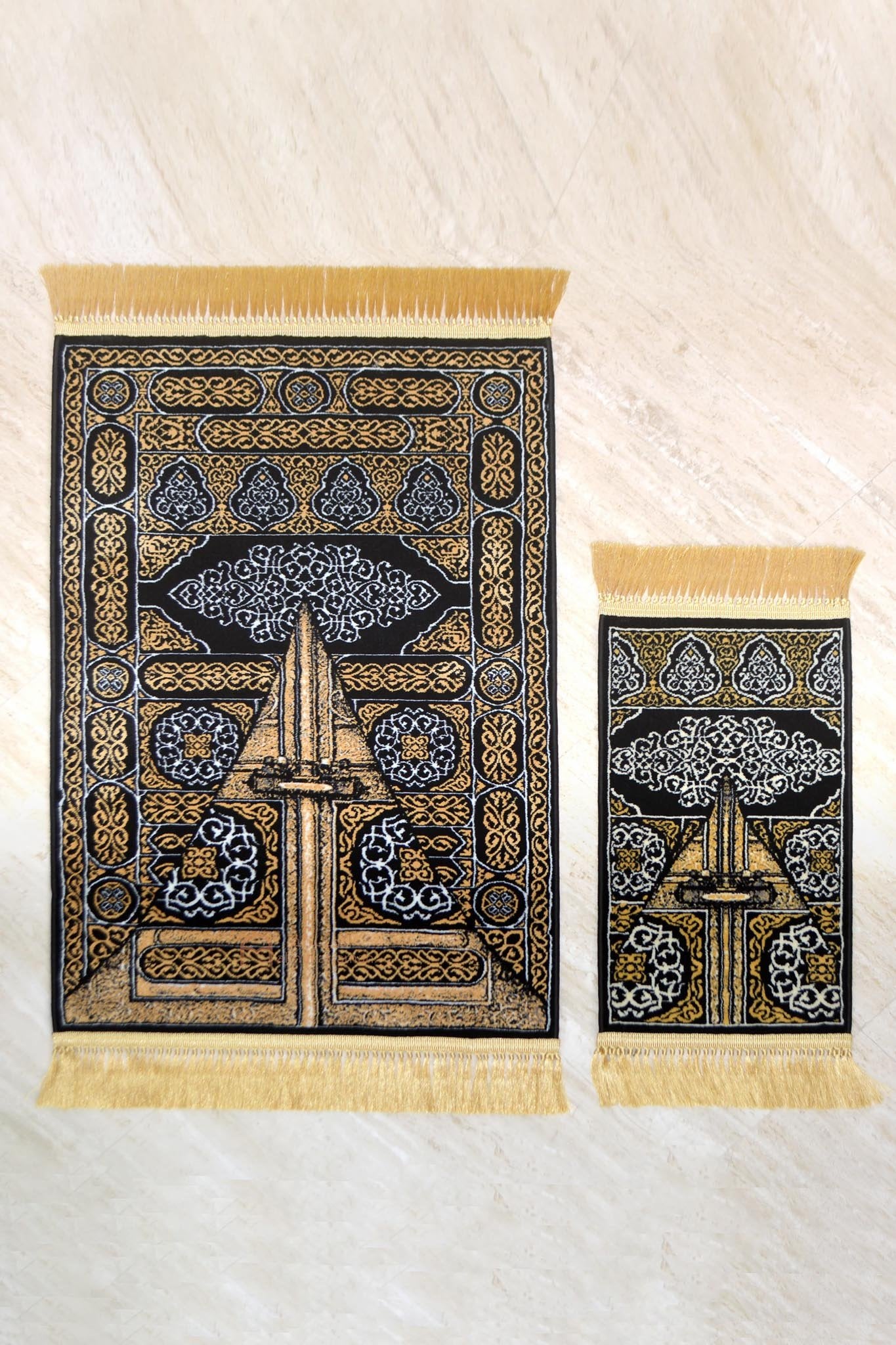 Set of 2 door of the Kaaba prayer mat - www.almukarramah.com