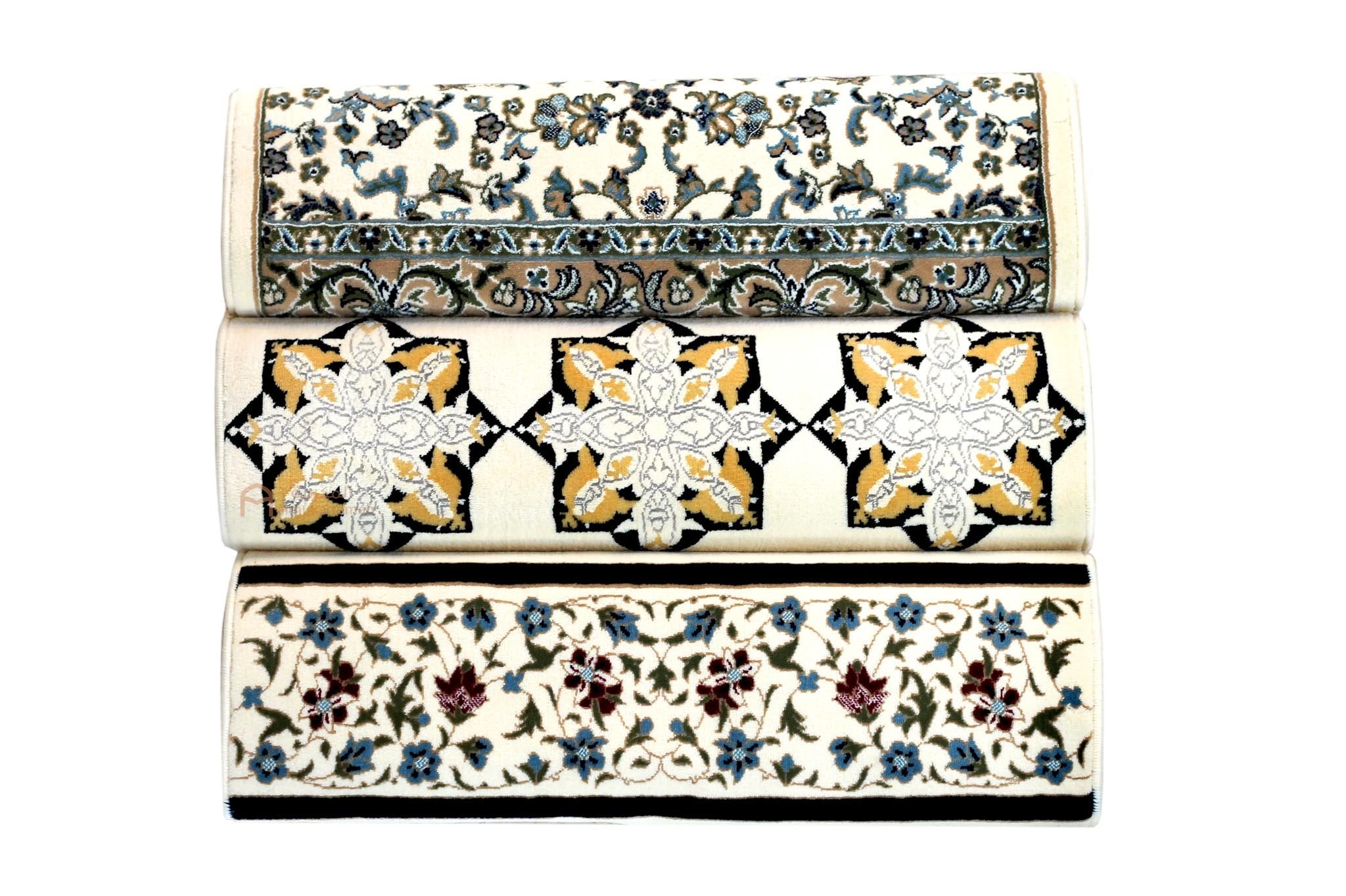 Set of 3 Beige Luxurious Prayer mats - www.almukarramah.com