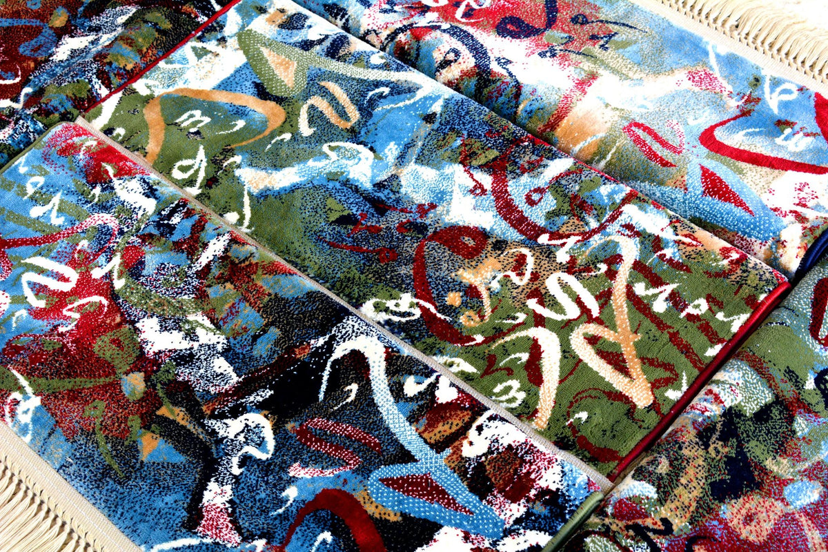 Set of 5 Modern Art Arabic calligraphy prayer mats