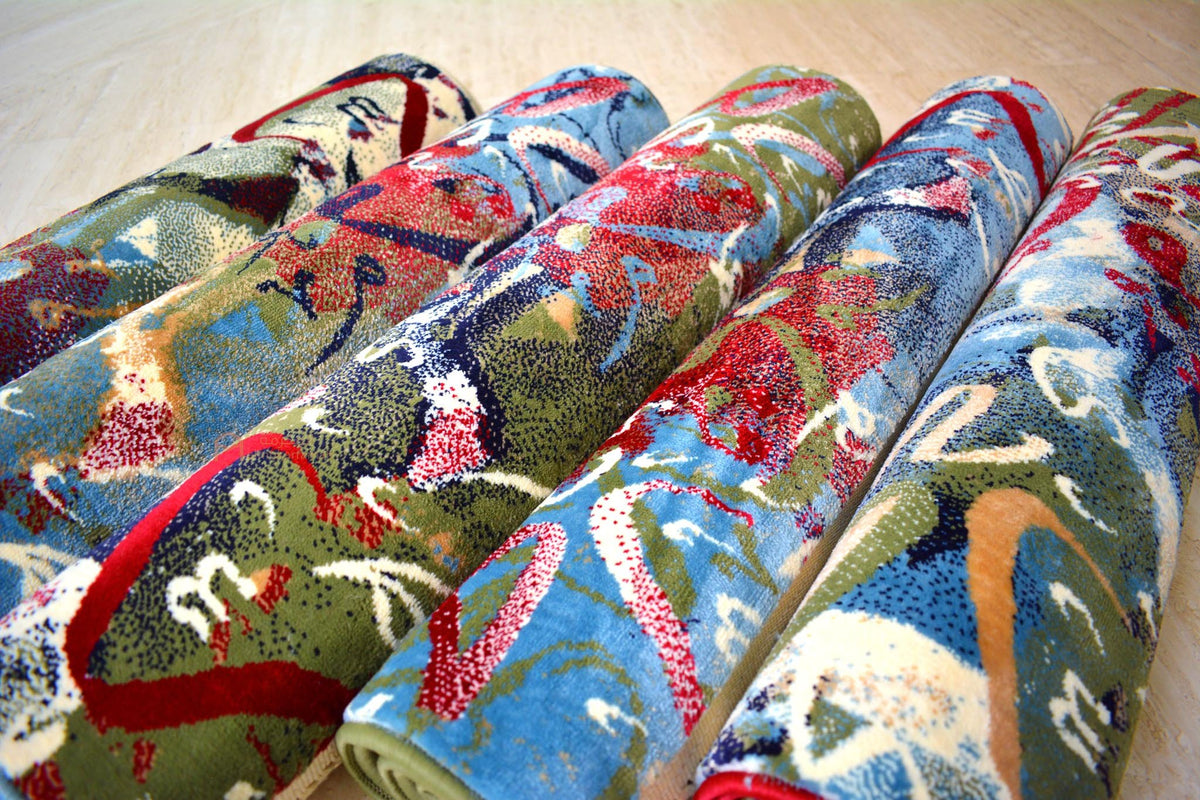 Set of 5 Modern Art Arabic calligraphy prayer mats